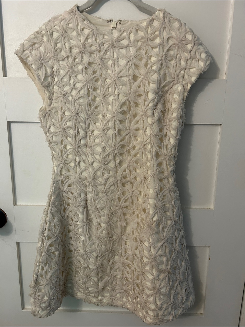 Line & Dot Cream Aris Ivory Textured Floral-Appliqué Mini Dress